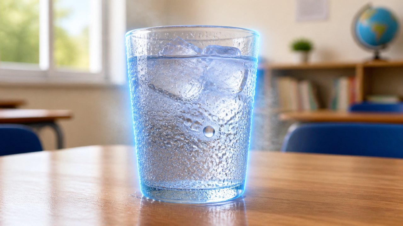 P5 condensation lesson showing droplets on the outside of a cold glass
